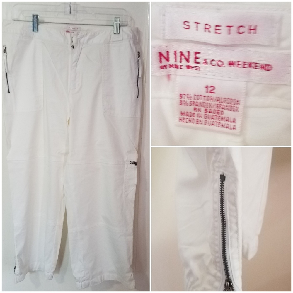 Nine & Co white cropped pants 12